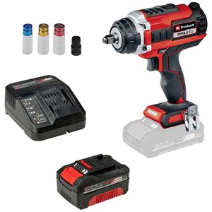 Einhell Power X-Change IMPAXXO 18/400 + 4,0 Ah PXC Starter Kit 4326441 Accu-slagmoersleutel 18 V 4.0 Ah Li-ion Incl. accu, Incl. lader, Incl. steeksleutel