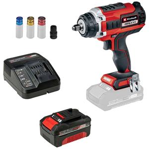 Einhell Power X-Change IMPAXXO 18/400 + 4,0 Ah PXC Starter Kit 4326441 Accu-slagmoersleutel 18 V 4.0 Ah Li-ion Incl. accu, Incl. lader, Incl. steeksleutel