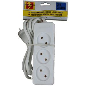Benson 3x Stekkerdoos 3-voudig wit 3 meter -