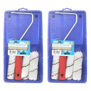 3x stuks microvezel beits olie lak schildersets 5-delig met lekbak en beugel -
