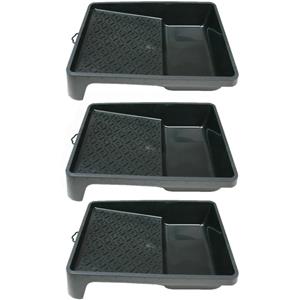 Veba 3x stuks verfbakjes voor verfrollers/lakrollers zwart tot 18 cm -