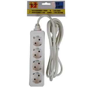 Benson 3x Stekkerdoos 4-voudig met randaarde wit 3 meter -