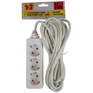 Benson 3x Stekkerdoos 3-voudig met randaarde wit 5 meter -
