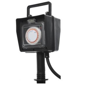 Decoris Tuincontactdozen/tuinstopcontacten stekers 2-voudig met timer -