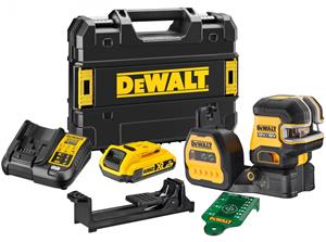 DeWALT DCE825D1G18 12V / 18V Li-ion XR Accu Zelfnivellerende 5 Punts kruislijnlaser set (1x 2.0Ah) in TSTAK koffer - Groen