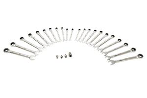 HBM 23 Delige Professionele Ring, Ratel, Steeksleutelset Metrische en INCH Maten Inclusief 4 Adapter