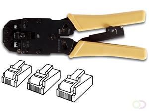 PROFESSIONELE KRIMPTANG VOOR MODULAIRE CONNECTORS 4P4C, 6P4C, 8P6C (RJ11, RJ12, RJ45)