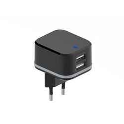HQ Power COMPACTE LADER MET 2 USB-AANSLUITINGEN - 5 V - 4.8 A max. - 24 W max. - ZWART