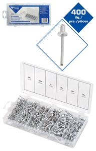 BRILLIANT TOOLS Sortiment Blindnieten, 400-teilig, 2, 4 - 3, 2 - 4 - 4, 8mm