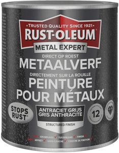 Rust-oleum metal expert metaalverf structuur hoogglans zwart 0.75 ltr