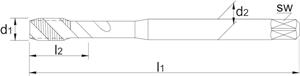 Phantom HSS-E machinetap DIN371 40gr M5x0.8x70mm