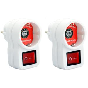 Trendoz 4x stuks stopcontact adapters enkel met randaarde en schakelaar wit -