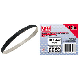 Bgs Schleifband 10mm x 330mm 12 Stück für Art. 8853