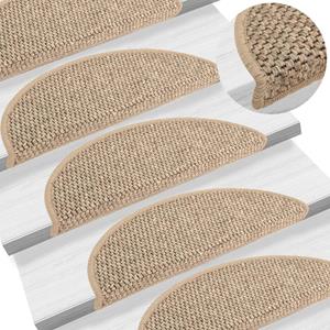 Trapmatten zelfklevend 15 st sisal-look 56x20 cm donkerbeige