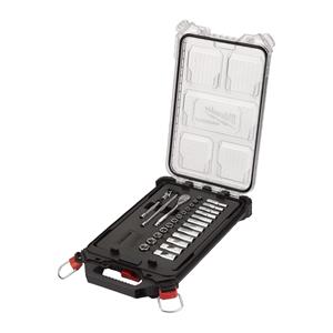Milwaukee Accessoires Metrische 1/4℃ ratel + doppen set (28-delig) in PACKOUT compact slim organiser - 4932478812 - 4932478812