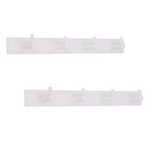 2x Luxe kapstokken / jashaken / wandkapstokken wit metaal 4x enkele haak 32.2 x 4.3 cm -