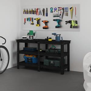 VidaXL werkbank 142,5x50x80 cm massief grenenhout zwart