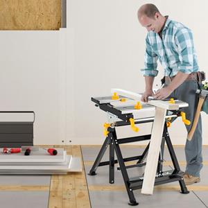 costway Werktafel Inklapbaar In Hoogte Verstelbaar Kantelbaar Werkbank met Aluminium Frame Spantafel