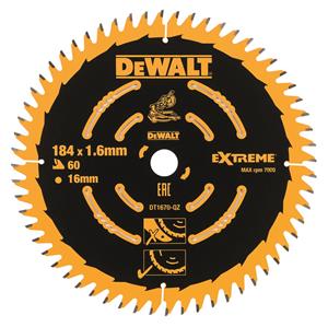 DeWalt Accessoires Cirkelzaagblad 184x16x60t, wisseltand, positief 7°, kerf 1,65mm - DT1670-QZ - DT1670-QZ