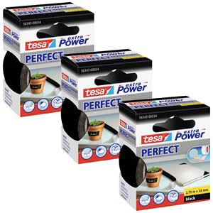 Tesa EXTRA POWER PERFECT 56343-00500-04 Gewebeklebeband Schwarz (L x B) 2.75m x 38mm 3St.