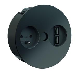 Bachmann Twist 1st Inb.contactd.2x Usb Mat Zwart 132 Belgie - Contactdozen