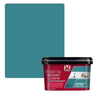 V33 keukenverf Renovatie Perfection zijdeglans lagune blauw 2L