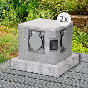 ML-Design 2-voudige Tuincontactdoos, Ip44, Met Schemersensor Van Polyresin