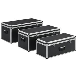 vidaXL Opbergkoffers 3 st aluminium zwart