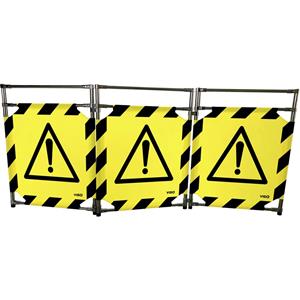 VISO TRAVO128DAN Driedelig inoxbarrière/GEVAAR GEEL/SCH (b x h) 3000 mm x 1280 mm