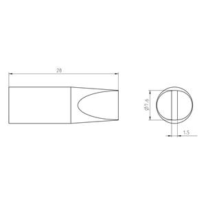 Weller RTU 076 S MS Soldeerpunt Beitelvorm Grootte soldeerpunt 7.6 mm Lengte soldeerpunt: 28 mm Inhoud: 1 stuk(s)