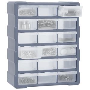 Vidaxl - Multi-Schubladen-Organizer 18 Schubladen 38x16x47 cm Grau