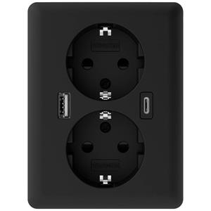 2USB 2U-449719 Unterputz-Dose mit USB-C, mit USB-Ladeausgang Schwarz (matt)