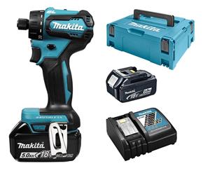 Makita DDF083RTJ 18V Schroefmachine Boormachine met 2 accu's 5,0Ah en snellader in Mbox