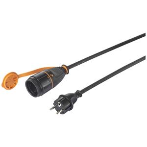 Sygonix SY-5597570 Strom Verlängerungskabel Schwarz, Orange 5m verriegelbar, witterungsbeständig