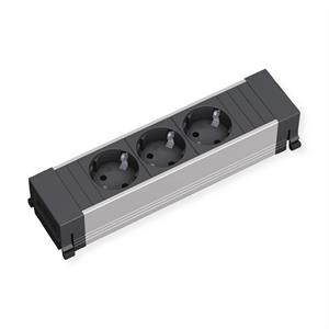 Bachmann 317.100 Steckdosenleiste ohne Schalter Aluminium, Schwarz Schutzkontakt