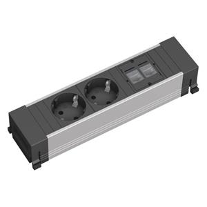 Bachmann 317.101 Steckdosenleiste ohne Schalter Aluminium, Schwarz Schutzkontakt