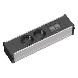 Bachmann 333.1008 Steckdosenleiste ohne Schalter Aluminium, Schwarz Schutzkontakt