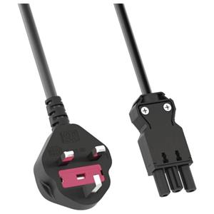 BACHMANN Zuleitung H05VV-F 3G 1,5mm² 2m, Schwarz, UK-Stecker 13A Install.kupplung