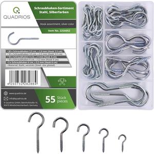 Quadrios 22SA052 Schraubhaken-Sortiment Silber 55 Teile 55St.