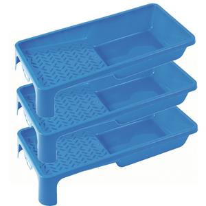 Sorex 3x stuks verfbakjes voor verfrollers/lakrollers blauw tot 10 cm -