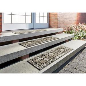 Andiamo Tredemat Outdoor, set van 2 Buiten-traptredenmatten, steenmotief, tuin, buitengebied