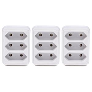 Benson Stopcontact splitter - 3x - triple - wit - voor 3 platte stekkers - verdeelstekkers -