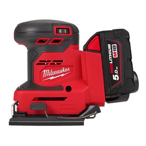 Milwaukee M18 BQSS-502B 18V Li-ion Accu Vlakschuurmachine Set (2x 5.0Ah) In Transporttas