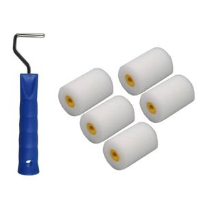 Benson 5x verfrollers / schuimrollers fijn incl rollerbeugel 5 cm -