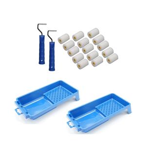 Benson 15x verfrollers fijn incl 2 rollerbeugels en verfbakjes 15 cm -