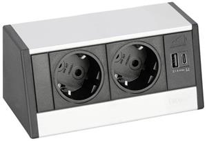 EVOline 1598 0001 5600 Tischsteckdose Schwarz, Silber ohne Stecker