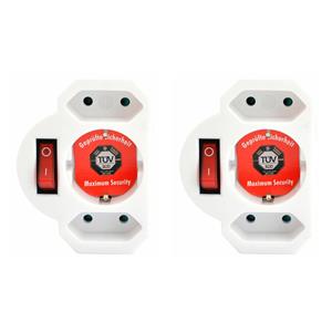 Stopcontact splitter - 2x - triple - wit - voor 3 stekkers - aan/uit schakelaar - verdeelstekkers -