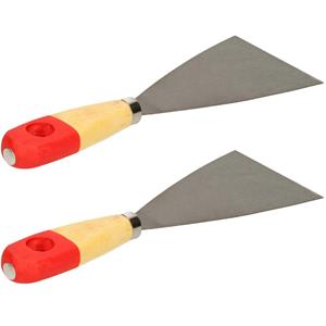 Brüder Mannesmann Plamuurmes - 2x - werkbreedte 80 mm - conisch geslepen staal - houten greep -