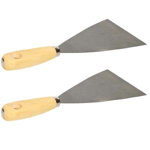 Brüder Mannesmann Plamuurmes - 2x - werkbreedte 100 mm - conisch geslepen staal - houten greep -
