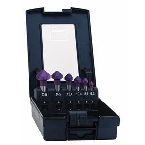 exact Kegelsenker-Set 6teilig 6.3 mm, 8.3 mm, 10.4 mm, 12.4 mm, 16.5 mm, 20.5mm HSS TiN, TiAIN